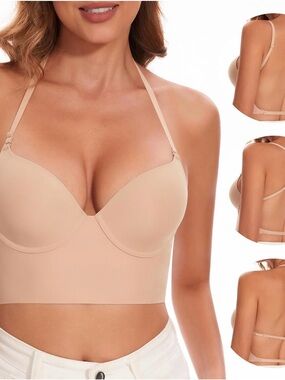 NWT New With Tags 36D Seamless Nude Longline U-Plunge Bra - Women Intimates